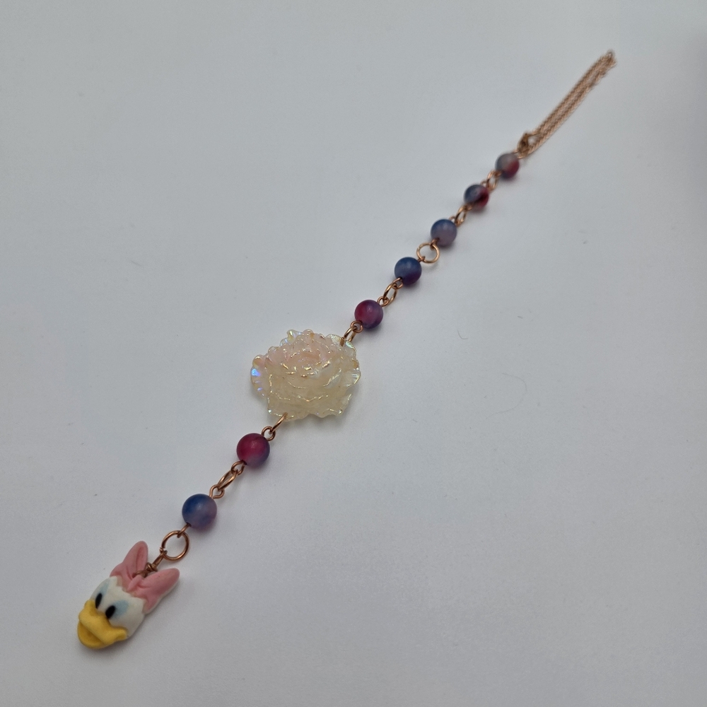 Handmade Rose & Character Pendant Car Charm – Cute Rearview Mirror Decor - Picture 4 of 4